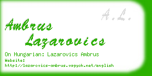 ambrus lazarovics business card